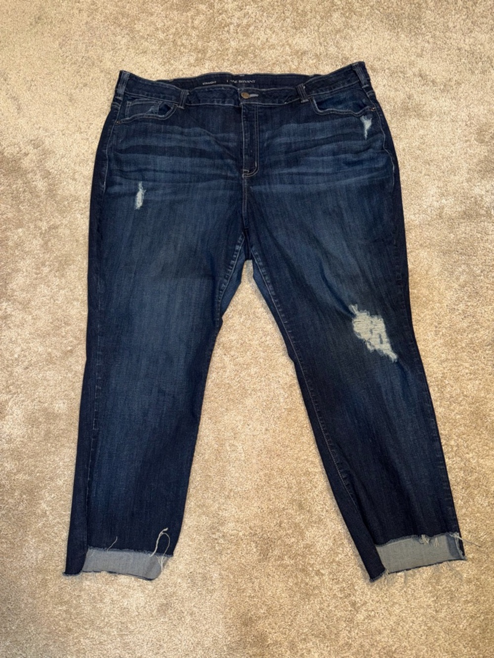 Lane Bryant Dark Blue Distressed Boyfriend Jeans